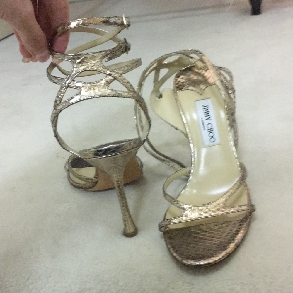 Jimmy Choo Metalic Snake Embossed Stilettos